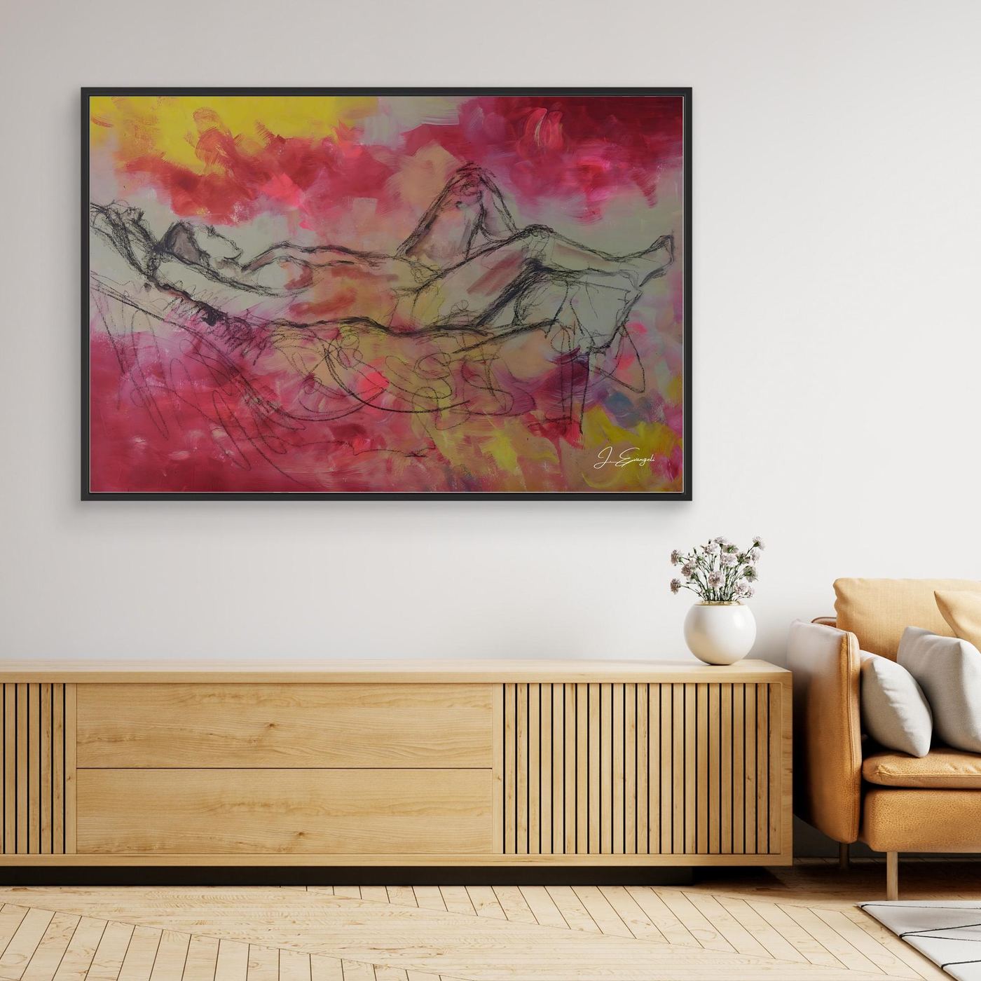 Reclining in Pink - Print on Canvas