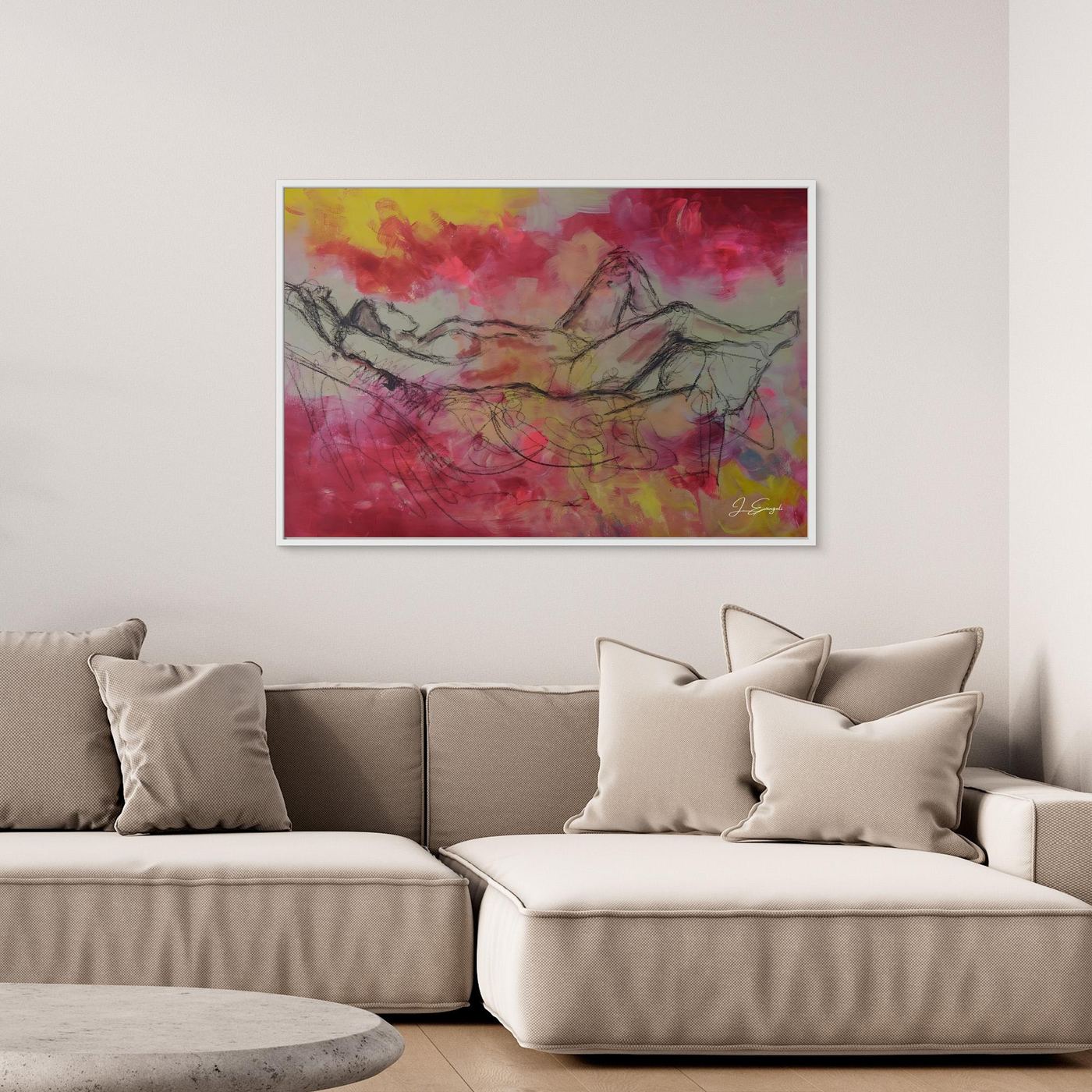 Reclining in Pink - Print on Canvas