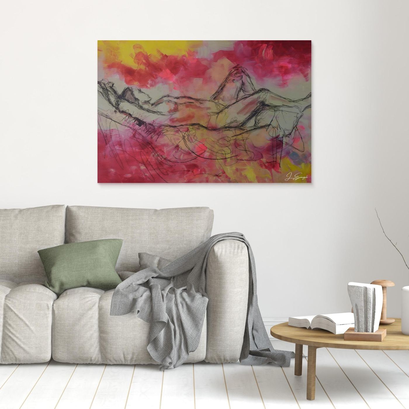 Reclining in Pink - Print on Canvas