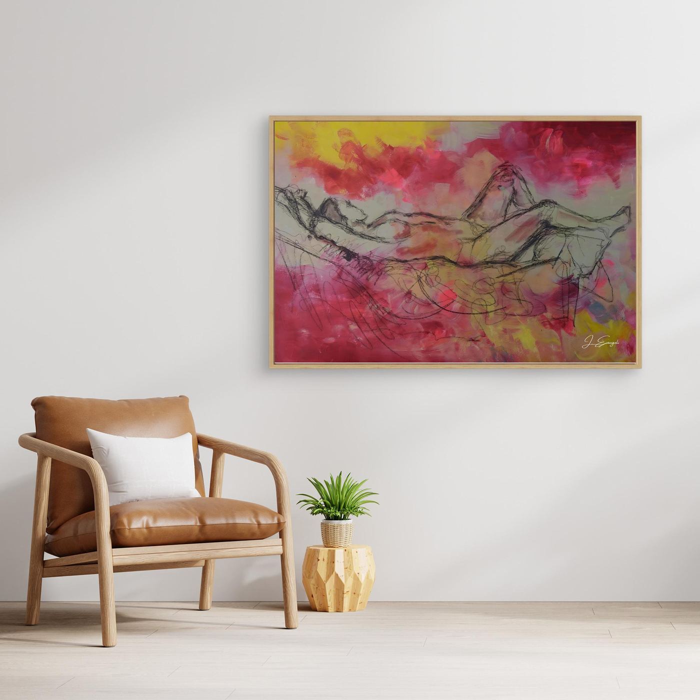 Reclining in Pink - Print on Canvas