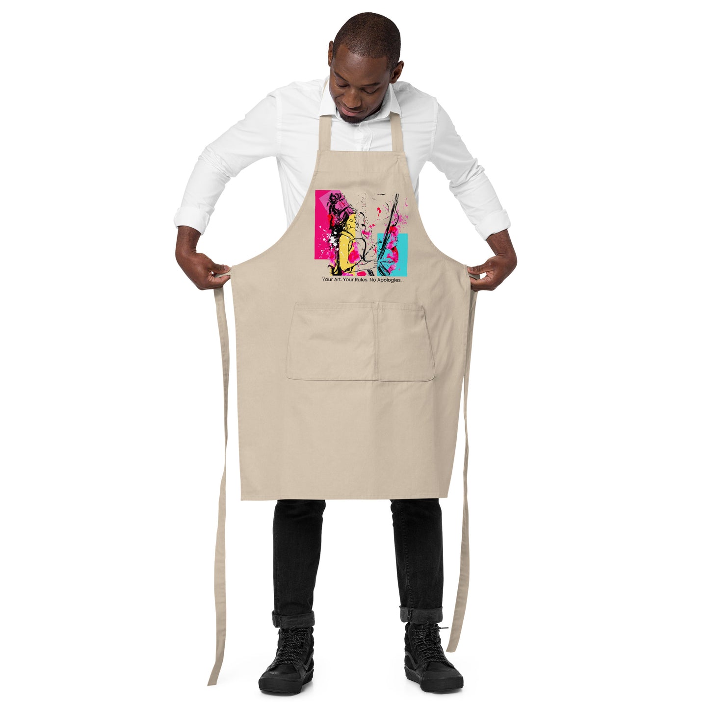 Organic cotton apron. Your Art. Your Rules. No apologies.