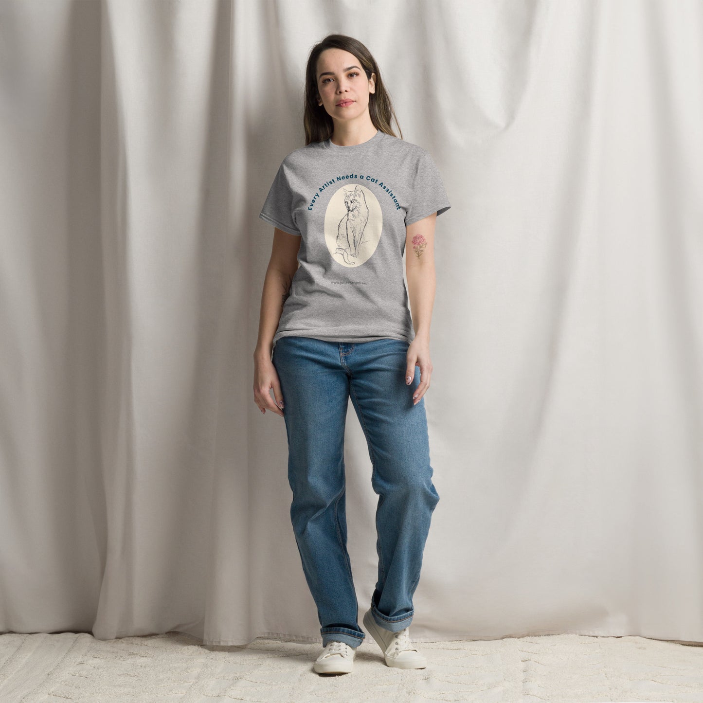 Unisex classic tee. Every artist needs a cat assistant. Available in 5 colours.