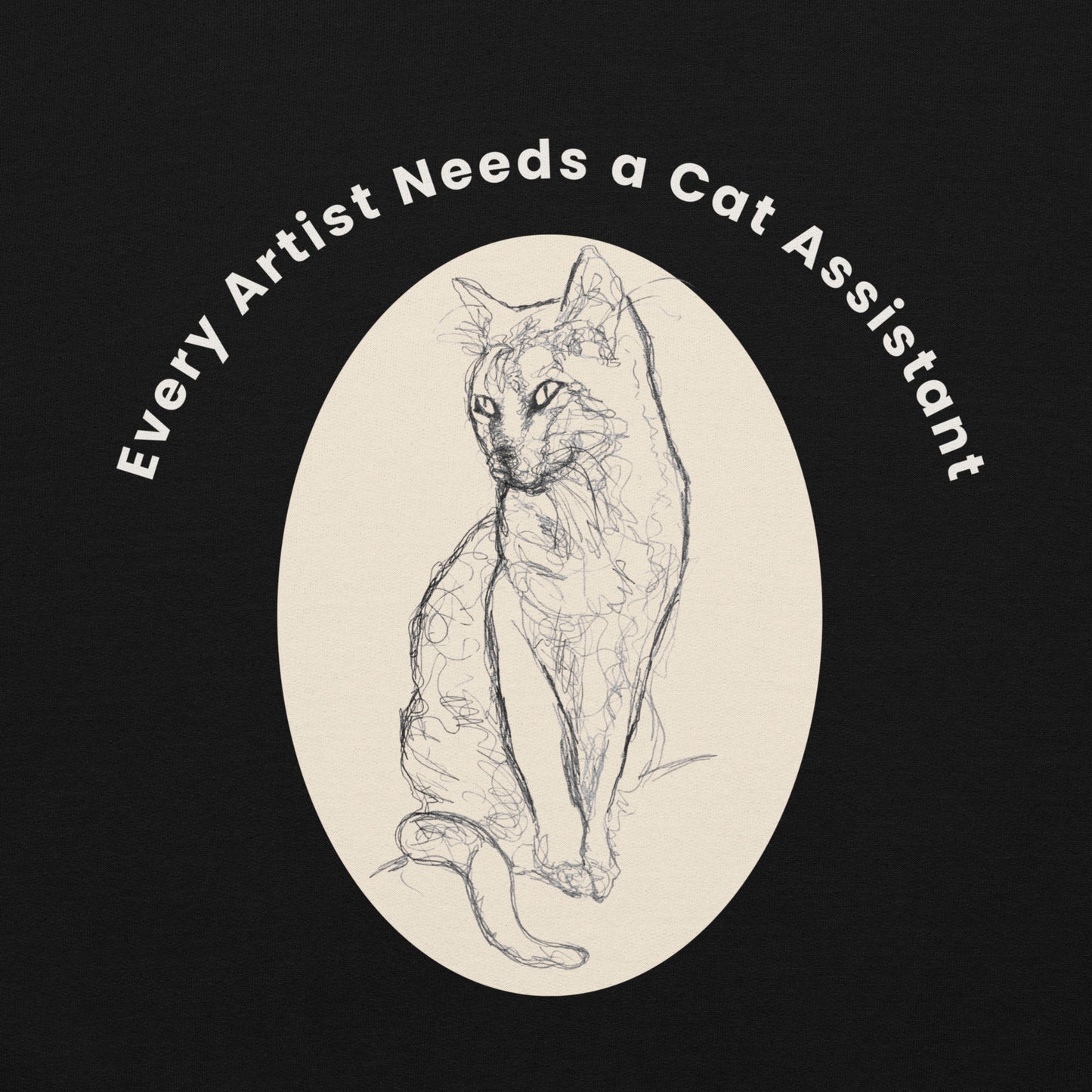 Unisex Hoodie every artist need a cat assistant. Available in 5 colours.