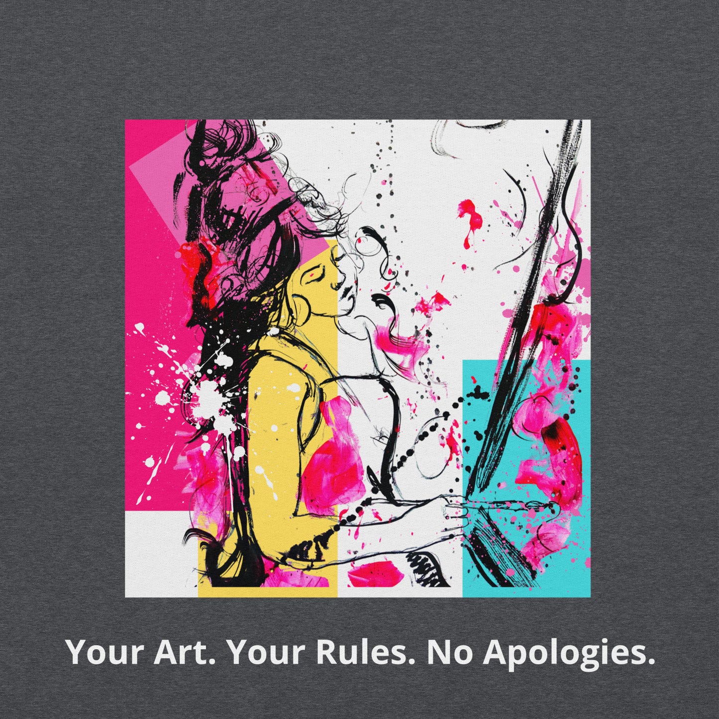Unisex Hoodie dark. Your Art, Your rules, no apologies. Available in 5 colours