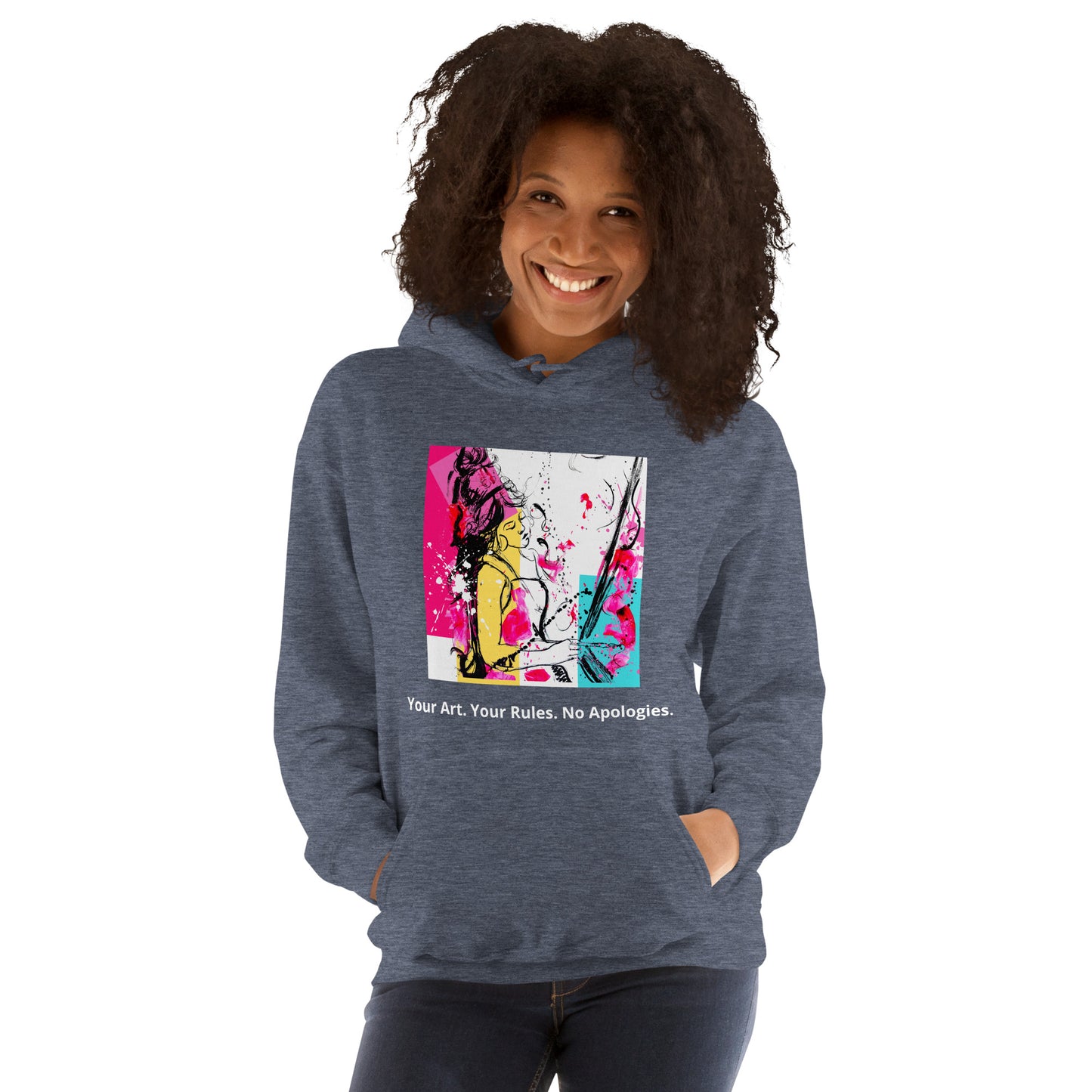Unisex Hoodie dark. Your Art, Your rules, no apologies. Available in 5 colours