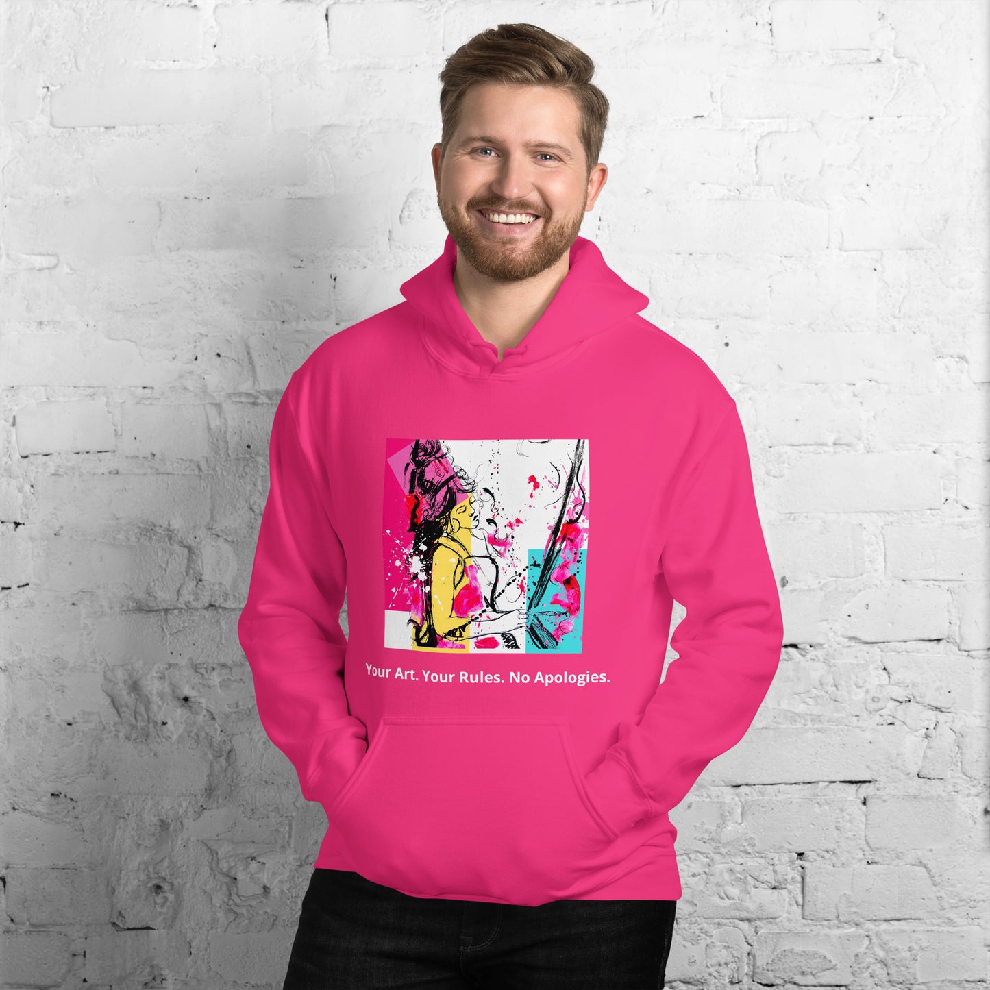 Unisex Hoodie dark. Your Art, Your rules, no apologies. Available in 5 colours