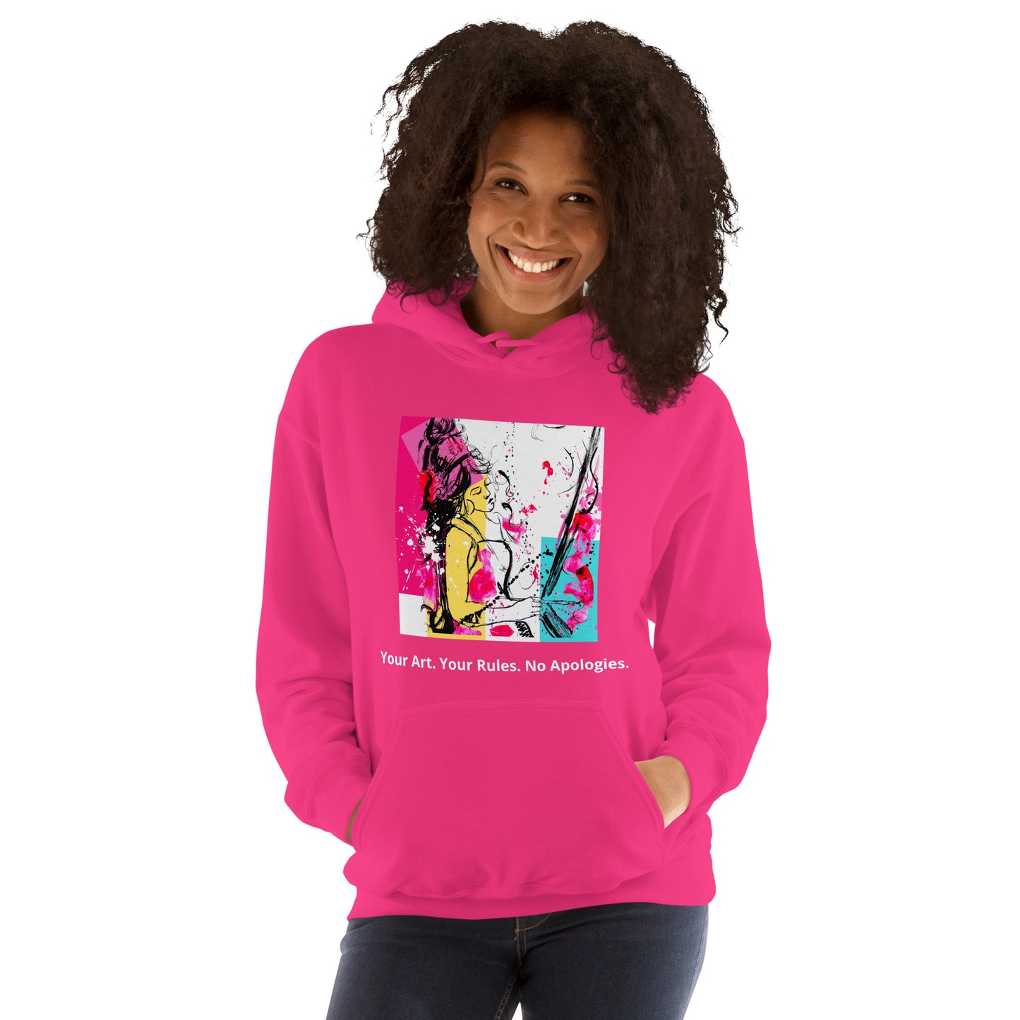 Unisex Hoodie dark. Your Art, Your rules, no apologies. Available in 5 colours