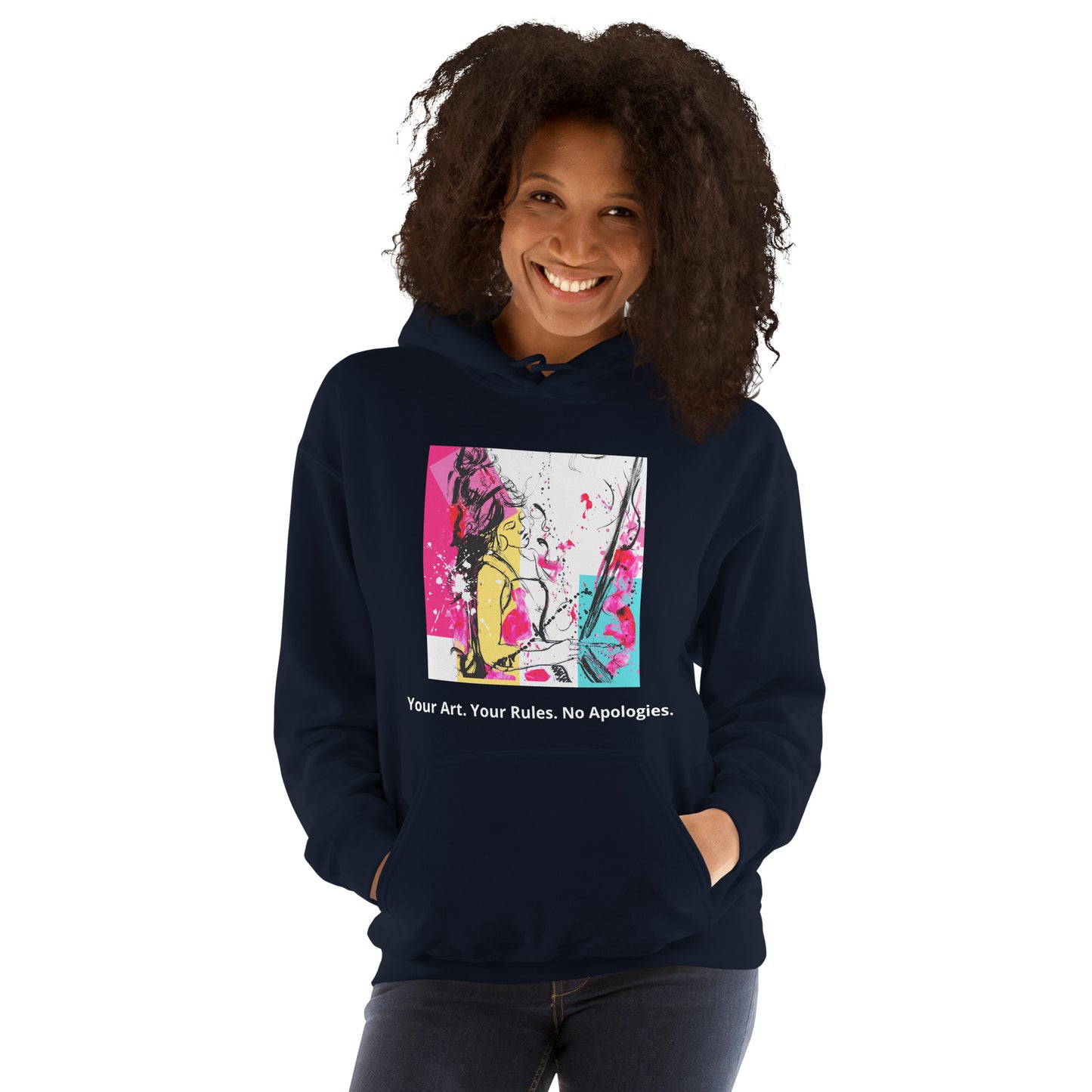 Unisex Hoodie dark. Your Art, Your rules, no apologies. Available in 5 colours