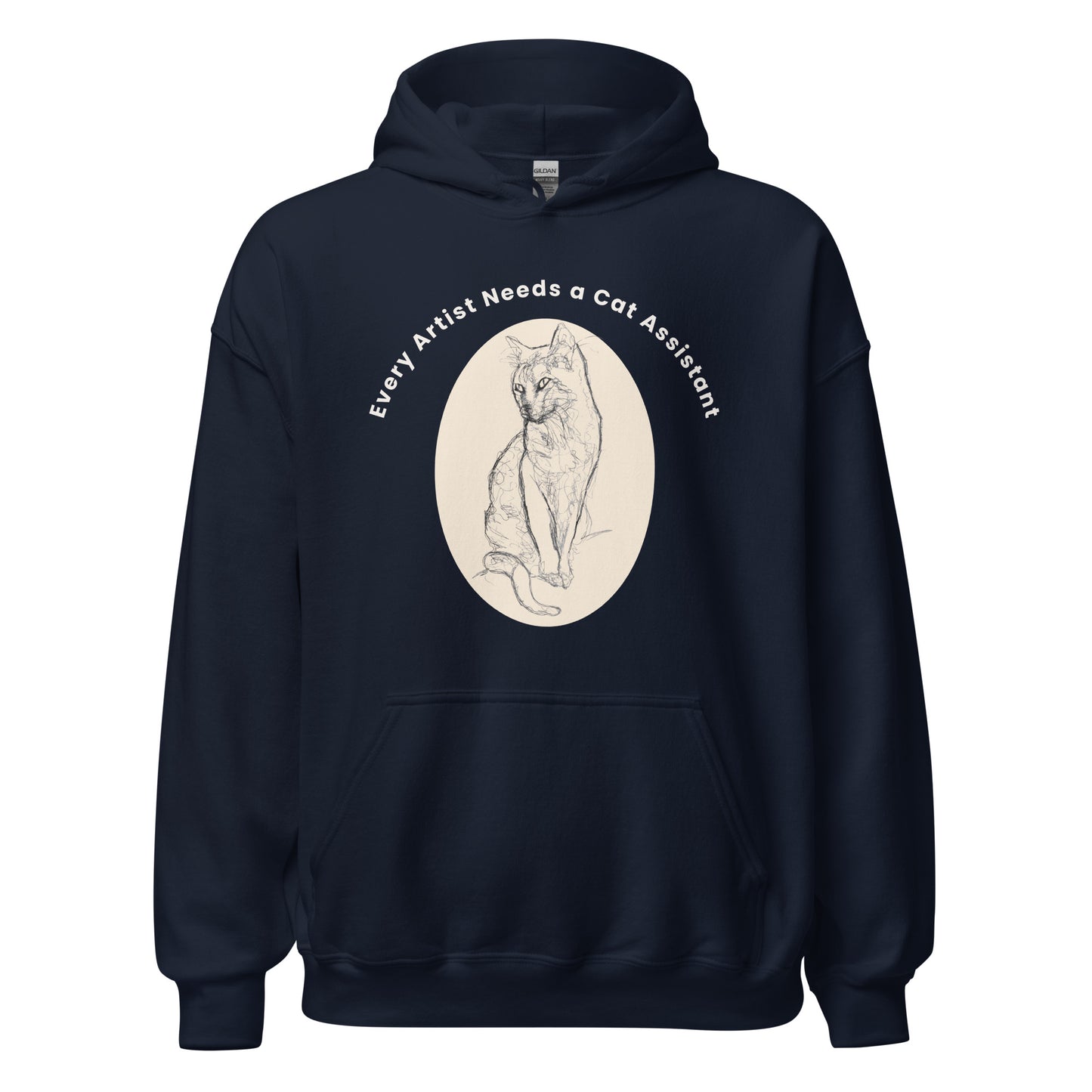 Unisex Hoodie every artist need a cat assistant. Available in 5 colours.