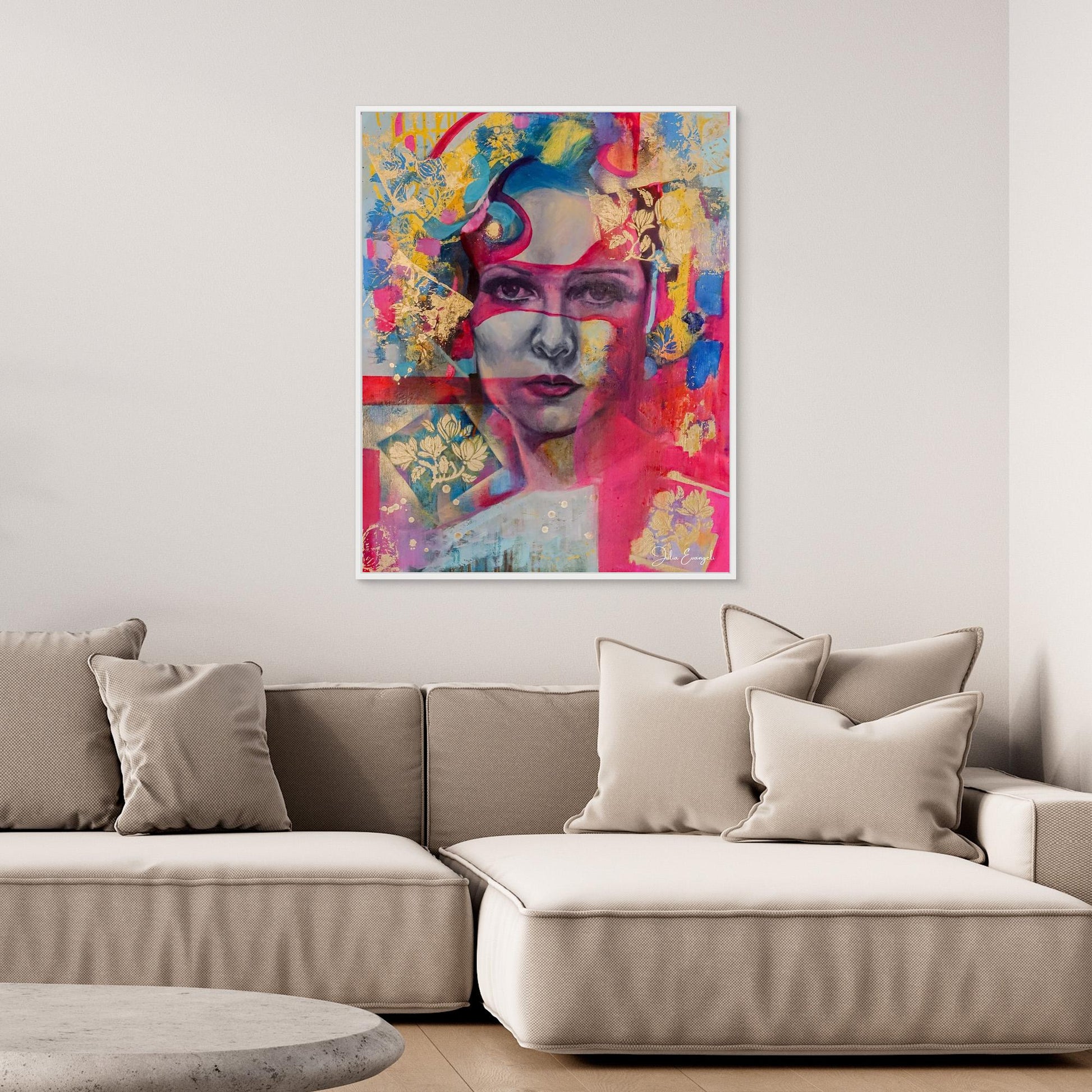 Lady in pink. Print on Canvas